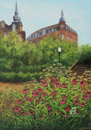 Garden in the town Painting titled "Garden in the town" by Ludmilla Ukrow, Original Artwork, Oil