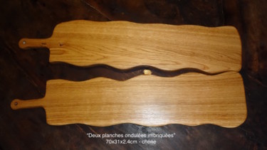 Sculpture intitulée "“Deux planches ondu…" par Serge Uebersax, Œuvre d'art originale, Bois