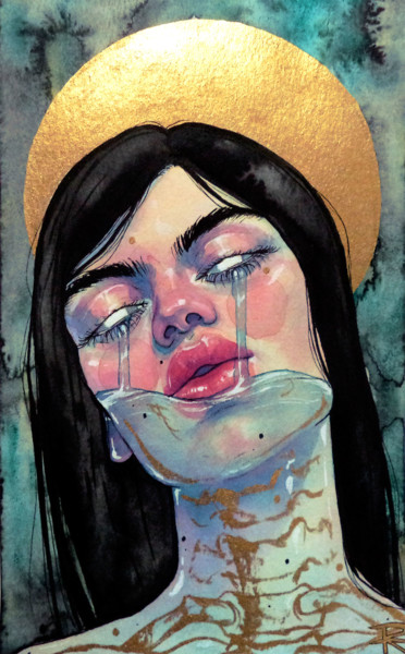 绘画 标题为“Salty face” 由Roselin Estephanía, 原创艺术品, 水彩