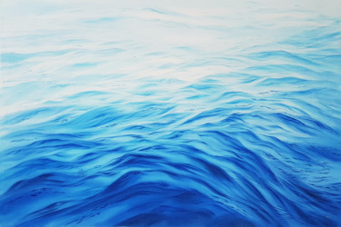 Seascape with calm waves at sunrise #01 Painting titled "Seascape with calm…" by Svetlana Lileeva, Original Artwork, Watercolor