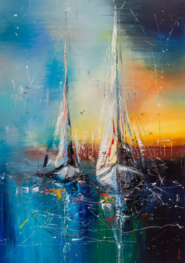 Sailboats on sunset