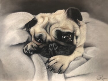 Dessin intitulée "Jabba" par Jess.C.Art, Œuvre d'art originale, Pastel Monté sur Verre