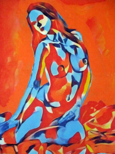 "Seated Silhouette of A Girl" 绘画 标题为“"Seated Silhouette…” 由Helena Wierzbicki, 原创艺术品, 丙烯