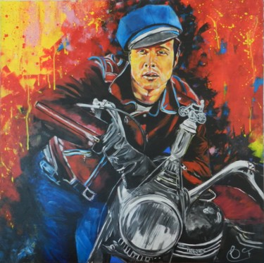 Pintura titulada "Marlon Brando" por Francoise Souriau, Obra de arte original, Acrílico Montado en Bastidor de camilla de ma…
