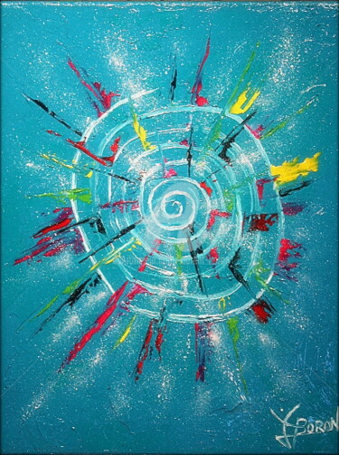 Peinture intitulée "VORTEX Céleste" par Laurent Boron, Œuvre d'art originale, Huile