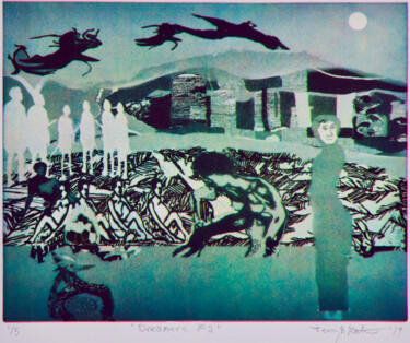Printmaking titled "Dreamers #2" by Percy Martin, Original Artwork, Etching