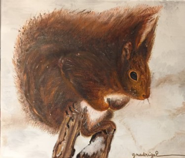 「L'Ecureuil des forê…」というタイトルの絵画 Geneviève Madrigalによって, オリジナルのアートワーク, オイル