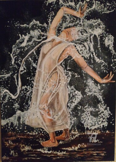 绘画 标题为“Danse avec l'eau 1” 由Janie Marty-Rozet, 原创艺术品, 油
