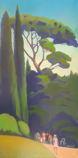 Painting titled "Alupka park excursi…" by Vadim Kuznetsov, Original Artwork, Oil