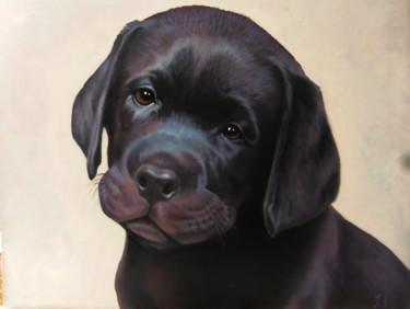 Doggy-1 (40x50cm, oil painting, ready to hang) Painting titled "Doggy-1 (40x50cm, o…" by Sergey Miqayelya, Original Artwork, Oil Mounted on Wood Stretcher frame