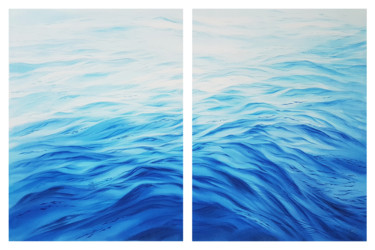 Painting titled "Diptych seascape wi…" by Svetlana Lileeva, Original Artwork, Watercolor