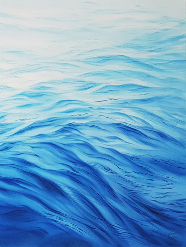 Seascape with waves at sunrise #02 - watercolor painting Painting titled "Seascape with waves…" by Svetlana Lileeva, Original Artwork, Watercolor