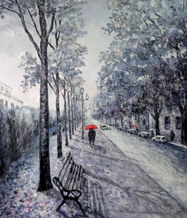 绘画 标题为“B. Curri Boulevard” 由Aleks Margjini, 原创艺术品, 油