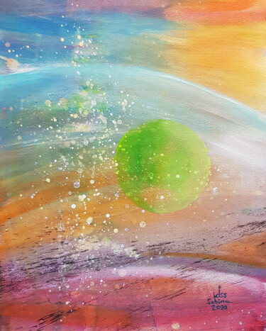 Schilderij getiteld "new world" door Sabina Kiss, Origineel Kunstwerk, Acryl