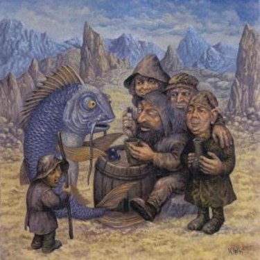 Schilderij getiteld "Искатели жемчуга" door Vasilii Pochitskii (Dr Klein), Origineel Kunstwerk, Olie
