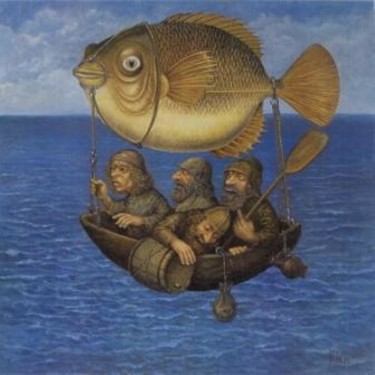 Schilderij getiteld "Искатели жемчуга 3" door Vasilii Pochitskii (Dr Klein), Origineel Kunstwerk, Olie