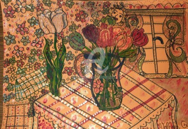 图画 标题为“La fenêtre vers le…” 由Valerie Guiot, 原创艺术品, 标记