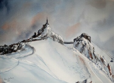 Peinture intitulée "L'AIGUILLE DU MIDI" par Alain Devienne, Œuvre d'art originale, Aquarelle