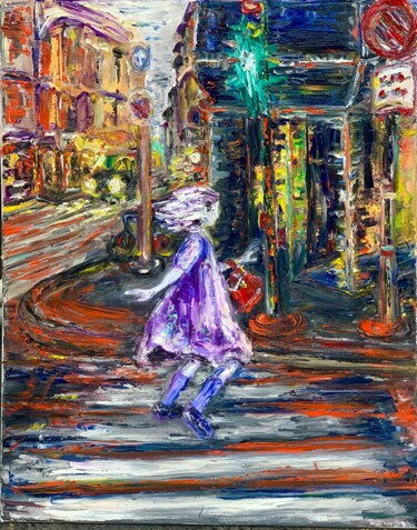 The multicolor of a big city Painting titled "The multicolor of a…" by Maria Zasidkovych (Mariia), Original Artwork, Oil