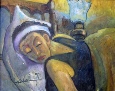 Pintura intitulada "mus021 - Musa Dormi…" por Luiz Carlos De Andrade Lima, Obras de arte originais, Óleo