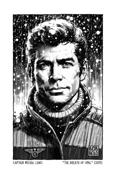 Digital Arts titled "Captain Michael Lew…" by Bob Bello, Original Artwork, Ink