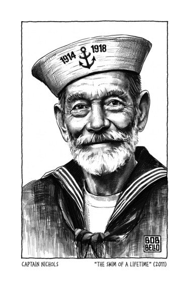 Digital Arts titled "Captain Nichols" by Bob Bello, Original Artwork, Ink