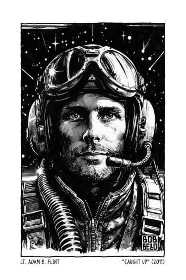 Digital Arts titled "Lt. Adam B. Flint" by Bob Bello, Original Artwork, Ink