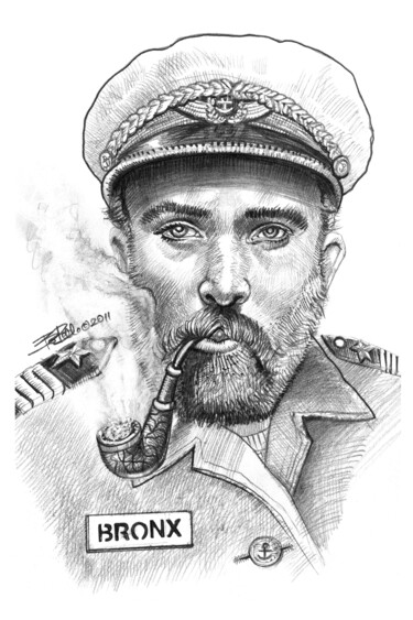 Digital Arts titled "Captain Jim Bronx" by Bob Bello, Original Artwork, Pencil