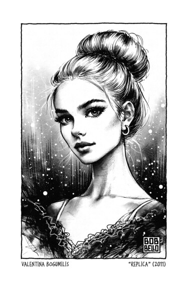 Digital Arts titled "Valentina Bogumilis" by Bob Bello, Original Artwork, Ink