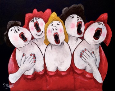 Painting titled "The quintet" by Michael Aoun, Original Artwork, Acrylic