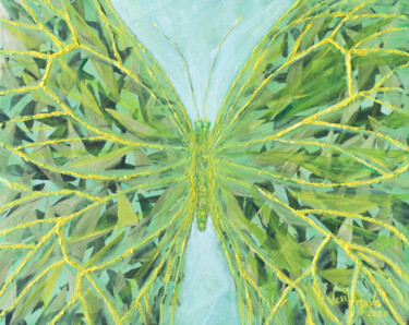 Crystal Butterfly.Vision in green 绘画 标题为“Crystal Butterfly.V…” 由Galina Vasiljeva, 原创艺术品, 油