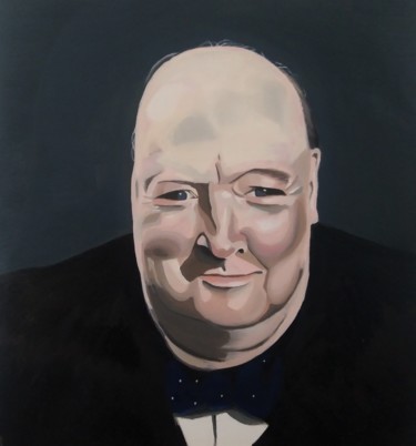 Pintura titulada "Retrato Churchill" por Felipe Santiago, Obra de arte original, Oleo Montado en Otro panel rígido
