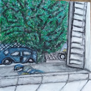 Peinture intitulée "MESANGE A PARIS" par Daris, Œuvre d'art originale, Acrylique