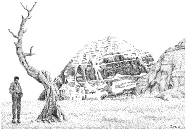 Drawing titled "pilgrim" by Jure Kralj, Original Artwork, Ink