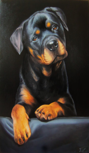 Doggy-2 (40x60cm, oil painting, ready to hang) Painting titled "Doggy-2 (40x60cm, o…" by Sergey Miqayelya, Original Artwork, Oil Mounted on Wood Stretcher frame