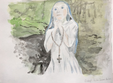 绘画 标题为“Duingt, Notre-Dame…” 由Camille Rouschmeyer, 原创艺术品, 水彩