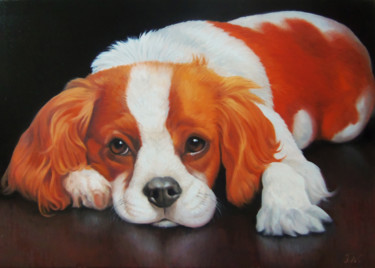 Doggy-3 (40x60cm, oil painting, ready to hang) Painting titled "Doggy-3 (40x60cm, o…" by Sergey Miqayelya, Original Artwork, Oil Mounted on Wood Stretcher frame