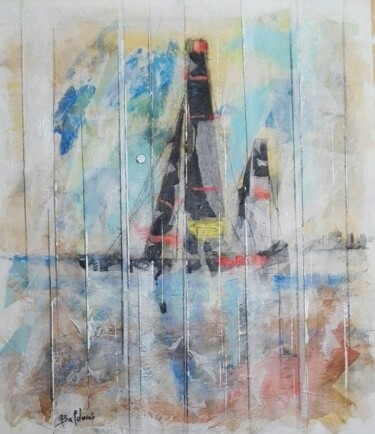 Schilderij getiteld "Mitica Luna Rossa" door Roberto Balducci, Origineel Kunstwerk, Acryl