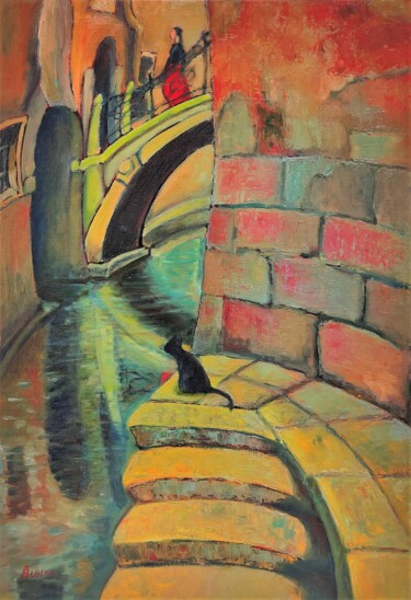Peinture intitulée "Back streets of old…" par Albina Urbanek, Œuvre d'art originale, Huile