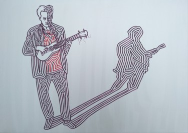 绘画 标题为“L'ukulele” 由Marco Ugoni, 原创艺术品, 丙烯 安装在木质担架架上