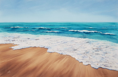 Beach and waves #04. Paysage marin et vagues sur la plage Painting titled "Beach and waves #04…" by Svetlana Lileeva, Original Artwork, Watercolor