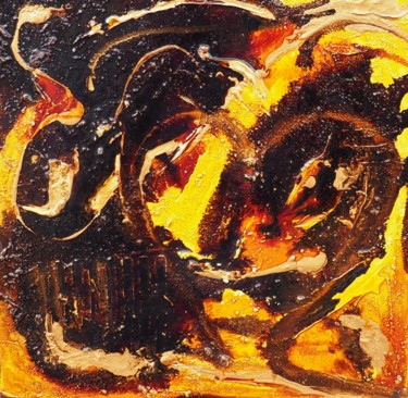 Coeur de la Terre, Abstrait 绘画 标题为“Coeur de la Terre,…” 由Artedelph, 原创艺术品, 彩绘玻璃 安装在木质担架架上