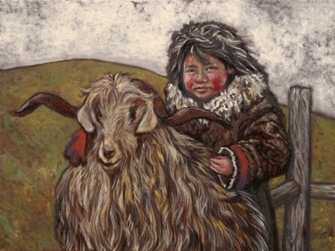 Pittura intitolato "la brebis libre" da Etzi, Opera d'arte originale, Olio