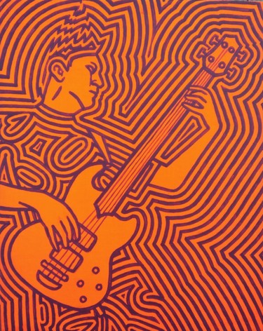 Картина под названием "Music 0.2" - Marco Ugoni, Подлинное произведение искусства, Акрил Установлен на картон