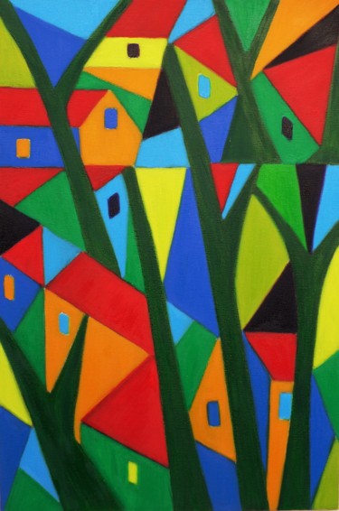 Painting titled "Al di la' degli alb…" by Francesco Cagnato, Original Artwork, Oil