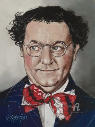 Tekening getiteld "Coluche" door Isabelle Derangere, Origineel Kunstwerk, Pastel
