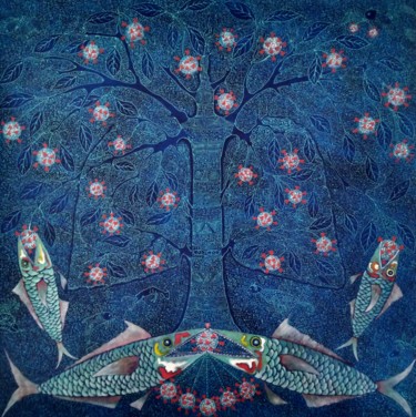Peinture intitulée "COVID19 - L'ALBERO…" par Antonio Presti, Œuvre d'art originale, Acrylique