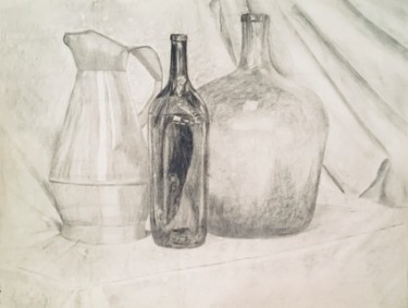 Dessin intitulée "Bouteilles" par Victoria, Œuvre d'art originale, Crayon