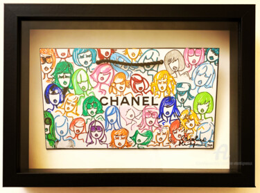 Drawing titled "Color my life" by Caroline Montigneaux, Original Artwork, Marker Mounted on Cardboard