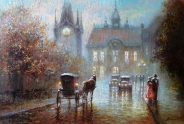 Painting titled "Night randevouz" by Yaseneva Svetlana, Original Artwork, Oil Mounted on Wood Stretcher frame